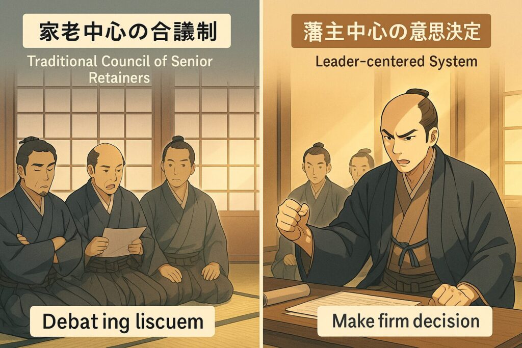 家老評議と藩主主導の対比 図解 井伊直弼