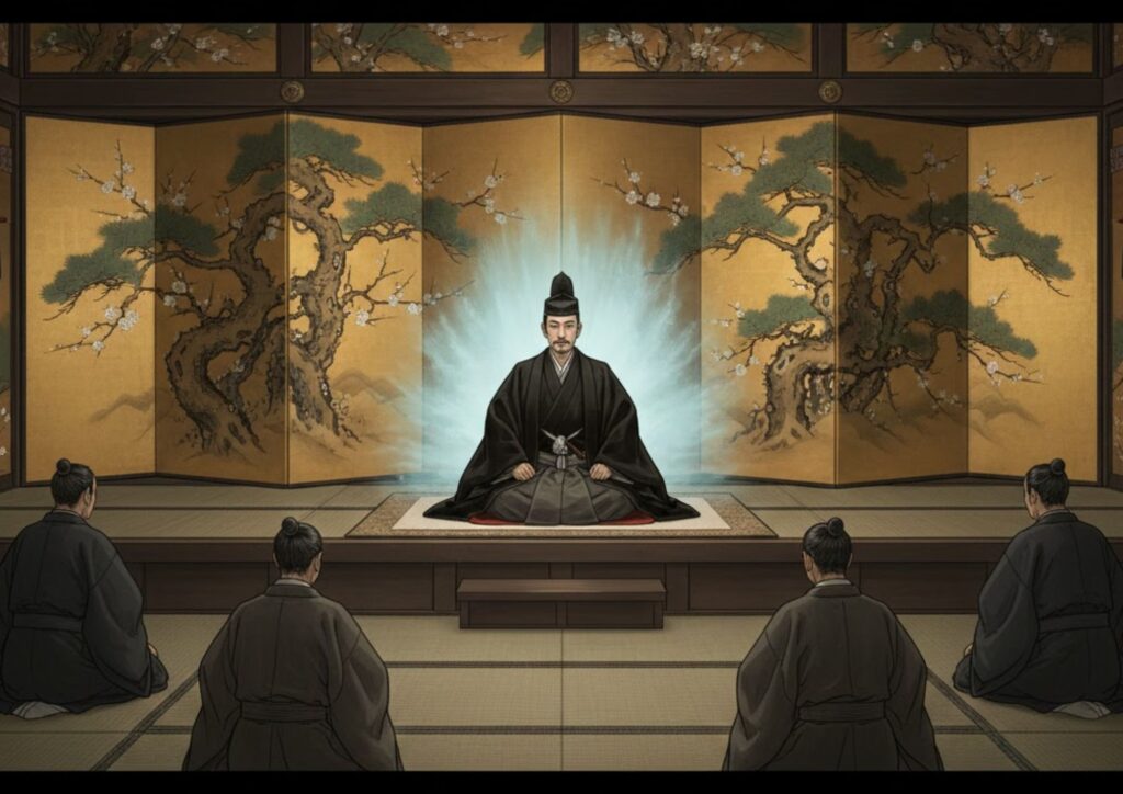 家定が紀州慶福を継嗣に選ぶ決断を静かに下す象徴的な場面。