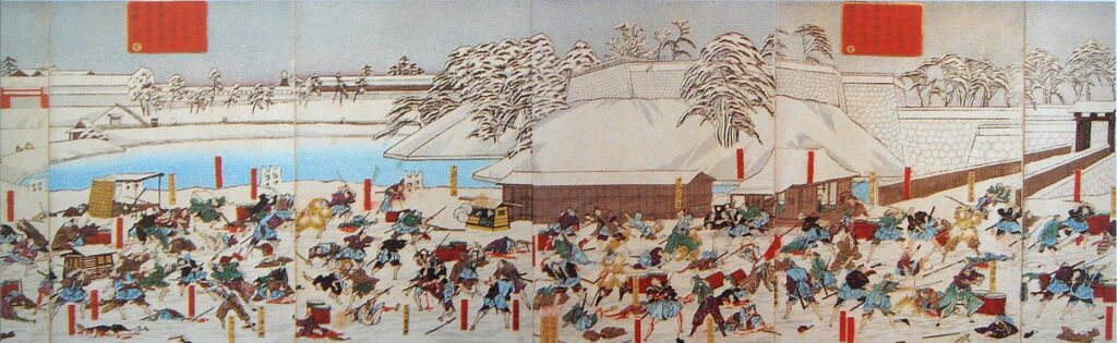 桜田門外の変を描いた浮世絵（1860年の井伊直弼暗殺事件）